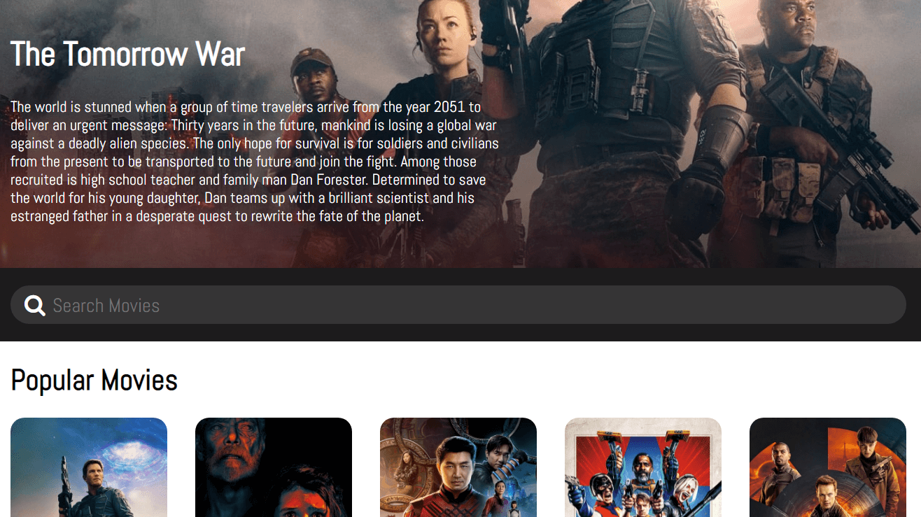 Movies app homepage