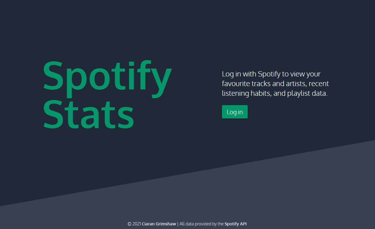Spotify Stats homepage